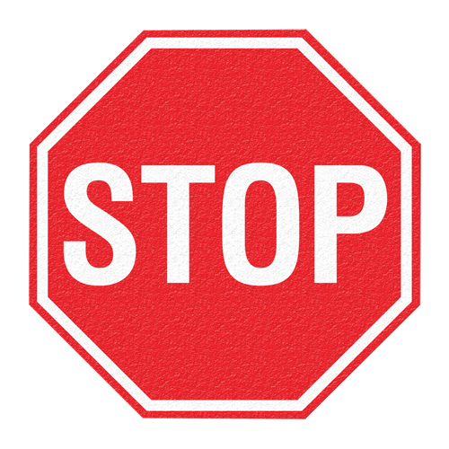 "Stop" Floor Sign, Adhesive, English with Pictogram Absolute Business Supply
