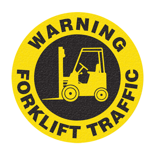 "Warning Forklift Traffic" Floor Sign, Adhesive, English with Pictogram Absolute Business Supply