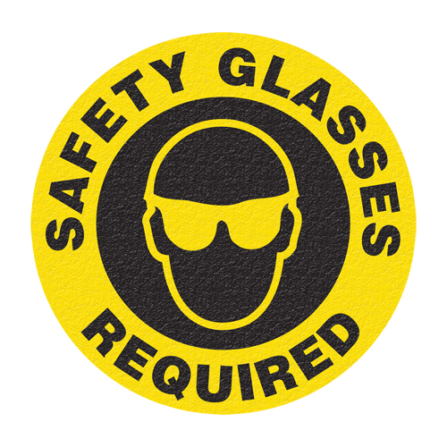 "Safety Glasses" Floor Sign, Adhesive, English with Pictogram Absolute Business Supply