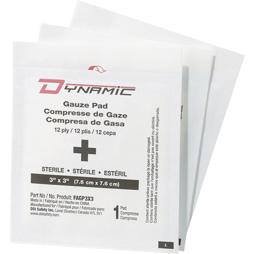 Gaze Dynamic, Tampon, 3" lo x 3" la, St&eacute;rile, Dispositif m&eacute;dical Classe 1 Absolute Business Supply