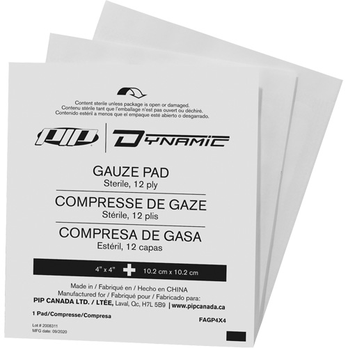 Gaze Dynamic, Tampon, 4" lo x 4" la, St&eacute;rile, Dispositif m&eacute;dical Classe 1 Absolute Business Supply