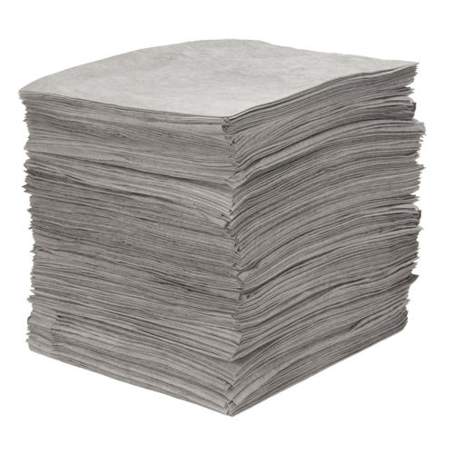 Feuilles absorbantes souffl&eacute;es de premi&egrave;re qualit&eacute;, Universel, 15" x 18", 25 gal. d'absorption Absolute Business Supply