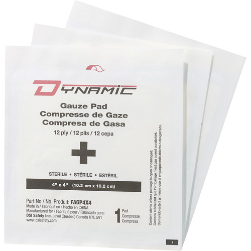 Gaze Dynamic, Tampon, 4" lo x 4" la, St&eacute;rile, Dispositif m&eacute;dical Classe 1 Absolute Business Supply