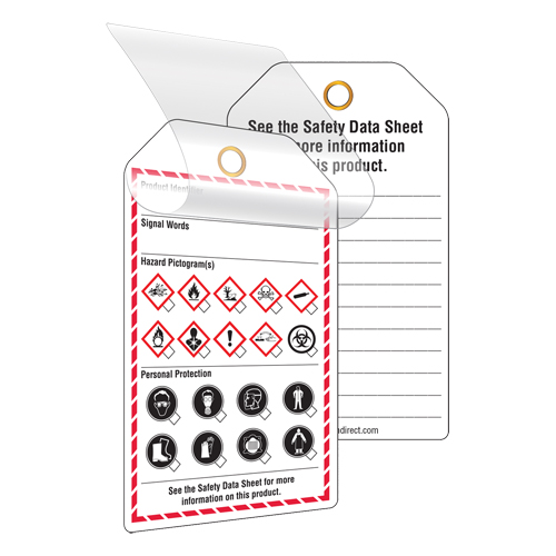 &eacute;tiquettes auto-plastifiantes pour le milieu de travail, Papier cartonn&eacute;, 3-3/8" la x 5-3/4" h, Anglais Absolute Business Supply