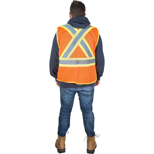 Flame-Resistant Surveyor Vest, High Visibility Orange, Medium, Polyester Absolute Business Supply