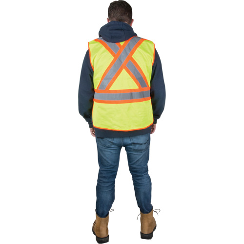 Flame-Resistant Surveyor Vest, High Visibility Lime-Yellow, Medium, Polyester Absolute Business Supply