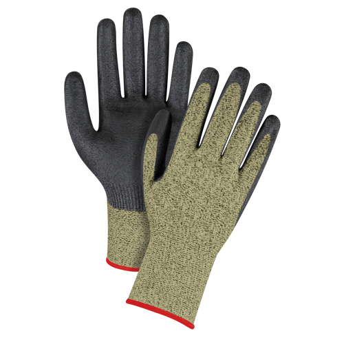 Black & Yellow Seamless Stretch Cut-Resistant Gloves, Size Small/7, 13 Gauge, Foam Nitrile Coated, Aramid Shell, ASTM ANSI Level A6 Absolute Business Supply