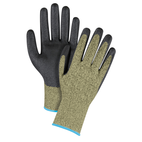 Black & Yellow Seamless Stretch Cut-Resistant Gloves, Size X-Large/10, 13 Gauge, Foam Nitrile Coated, Aramid Shell, ASTM ANSI Level A6 Absolute Business Supply