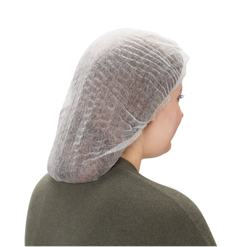 Bonnet bouffant pliss&eacute;, Polypropyl&egrave;ne, 19", Blanc Absolute Business Supply