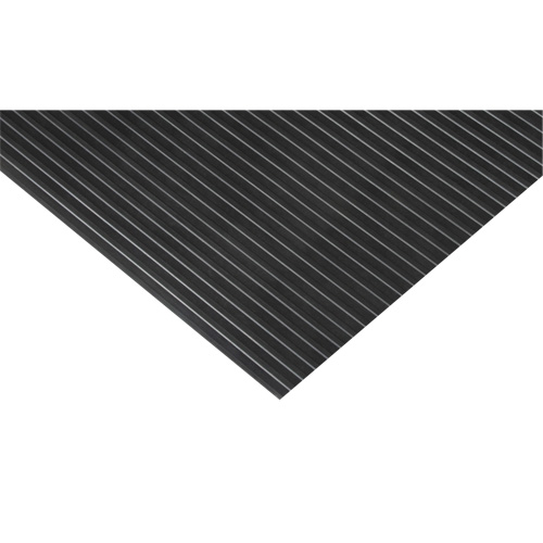Wide-Ribbed Matting, Runner, 3' x lin.ft x 1/8", Black Absolute Business Supply