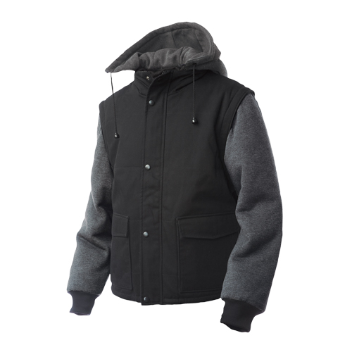 Manteau avec manches &agrave; fermeture &agrave; glissi&egrave;re, Hommes, Grand, Noir Absolute Business Supply