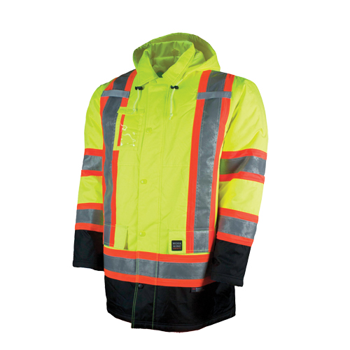 Parka de s&eacute;curit&eacute; doubl&eacute;, Jaune lime haute visibilit&eacute;, Grand Absolute Business Supply