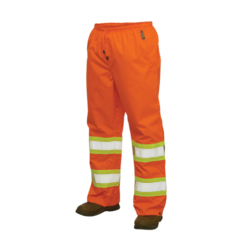 Pantalons imperm&eacute;ables de s&eacute;curit&eacute; 300 deniers, Polyester, Grand, Orange haute visibilit&eacute; Absolute Business Supply
