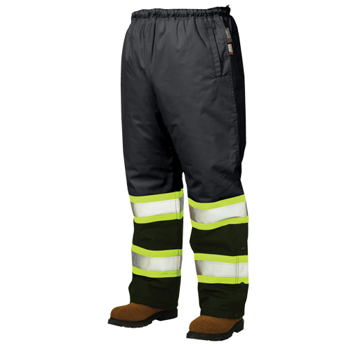 Pantalons &agrave; enfiler de s&eacute;curit&eacute; doubl&eacute;s, Polyester, Grand, Noir Absolute Business Supply