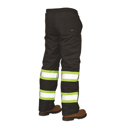 Pantalons &agrave; enfiler de s&eacute;curit&eacute; doubl&eacute;s, Polyester, Grand, Noir Absolute Business Supply