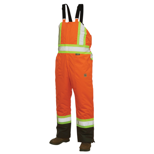Salopettes de s&eacute;curit&eacute; doubl&eacute;e, Polyester/Polyur&eacute;thane, Grand, Orange haute visibilit&eacute; Absolute Business Supply