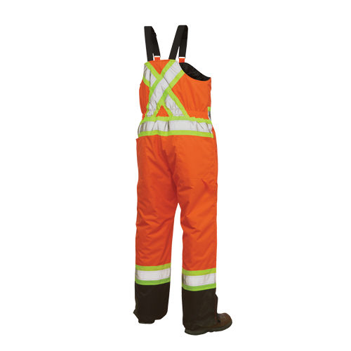 Salopettes de s&eacute;curit&eacute; doubl&eacute;e, Polyester/Polyur&eacute;thane, Grand, Orange haute visibilit&eacute; Absolute Business Supply