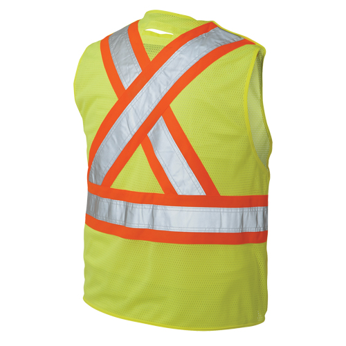 Veste de s&eacute;curit&eacute; d&eacute;tachable en cinq points, Jaune lime haute visibilit&eacute;, Grand/T-Grand, Polyester Absolute Business Supply