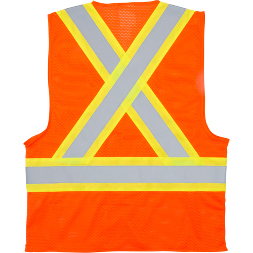 Traffic Safety Vest, High Visibility Orange, Medium, Polyester Absolute Business Supply