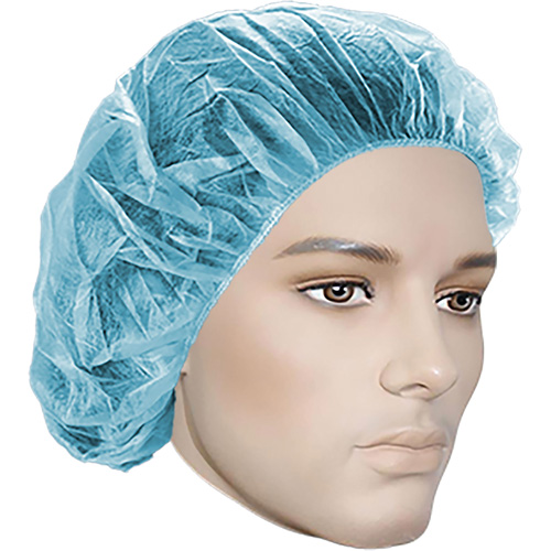 Bouffant Caps, Polypropylene, 18", Blue Absolute Business Supply
