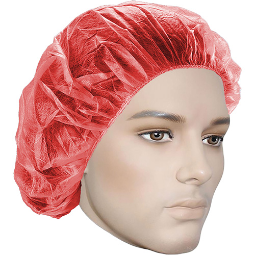 Bouffant Caps, Polypropylene, 21", Red Absolute Business Supply