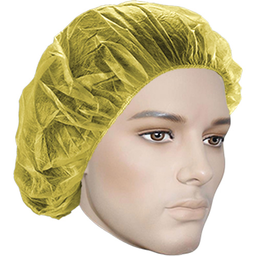 Bouffant Caps, Polypropylene, 24", Yellow Absolute Business Supply