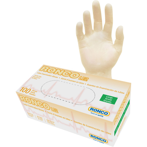 Gants jetables, Grand, Latex, 4 mils, Sans poudre, Naturel, Classe 2 Absolute Business Supply