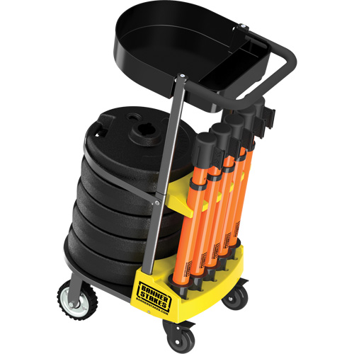 Chariot de transport avec plateau pour barri&egrave;re PLUS, 75' lo, M&eacute;tal, Orange Absolute Business Supply