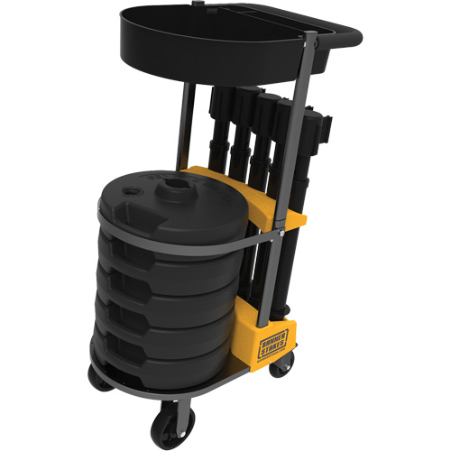 Chariot de transport avec plateau pour barri&egrave;re PLUS, 75' lo, M&eacute;tal, Noir Absolute Business Supply