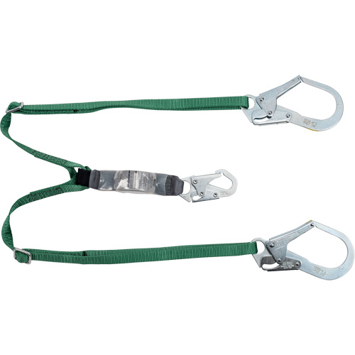 V-Series Lanyard, 6', Rebar Hook Center, Snap Hook Leg Ends, Polyester Absolute Business Supply
