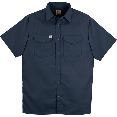 Twill Short-Sleeved Work Shirt with Snap, Men's, Small, Navy Blue Absolute Business Supply