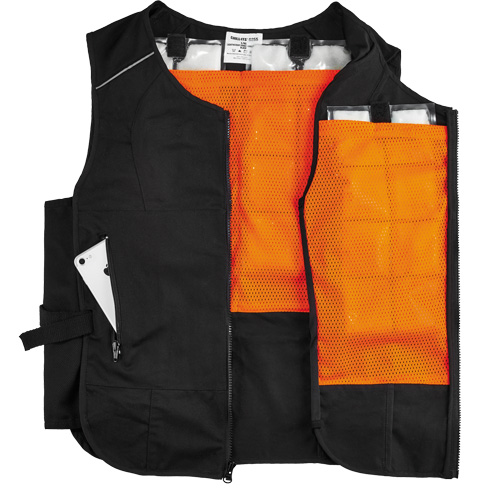 Chill-Its&reg; 6260 Lightweight Phase Change Cooling Vest with Packs, Small/Medium, Black Absolute Business Supply