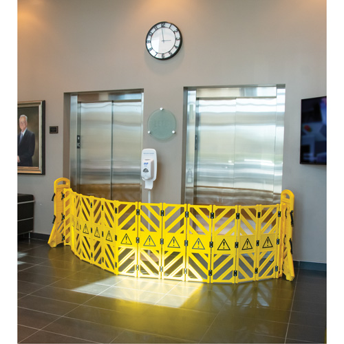 Portable Mobile Barrier, 40" H x 13' L, Yellow Absolute Business Supply