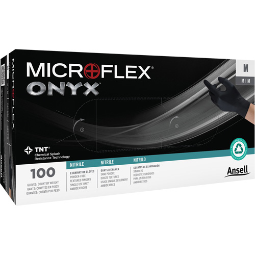 Onyx&reg; Gloves, Small, Nitrile, 3.5-mil, Powder-Free, Black Absolute Business Supply
