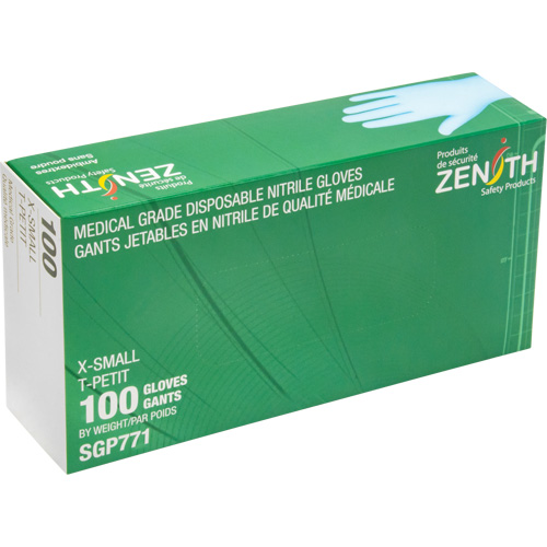 Puncture-Resistant Medical-Grade Disposable Gloves, X-Small, Nitrile, 4.5-mil, Powder-Free, Blue, Class 2 Absolute Business Supply