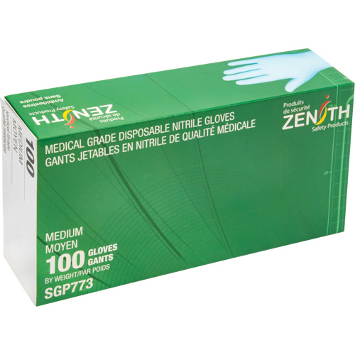 Puncture-Resistant Medical-Grade Disposable Gloves, Medium, Nitrile, 4.5-mil, Powder-Free, Blue, Class 2 Absolute Business Supply