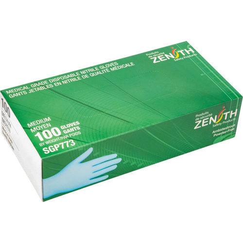 Puncture-Resistant Medical-Grade Disposable Gloves, Medium, Nitrile, 4.5-mil, Powder-Free, Blue, Class 2 Absolute Business Supply