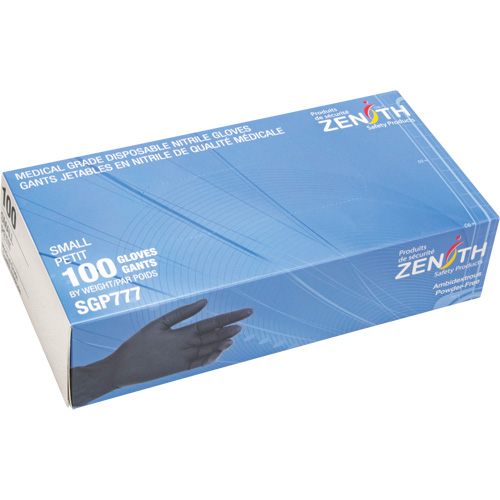 Puncture-Resistant Medical-Grade Disposable Gloves, Small, Nitrile, 5-mil, Powder-Free, Black, Class 2 Absolute Business Supply