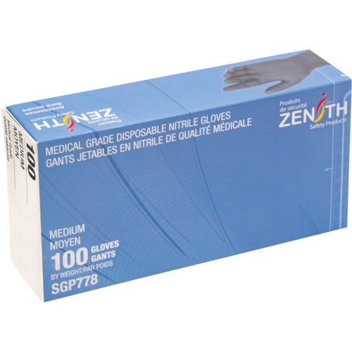 Puncture-Resistant Medical-Grade Disposable Gloves, Medium, Nitrile, 5-mil, Powder-Free, Black, Class 2 Absolute Business Supply