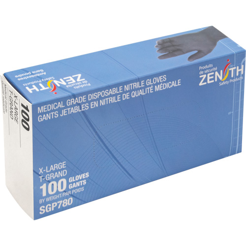 Puncture-Resistant Medical-Grade Disposable Gloves, X-Large, Nitrile, 5-mil, Powder-Free, Black, Class 2 Absolute Business Supply