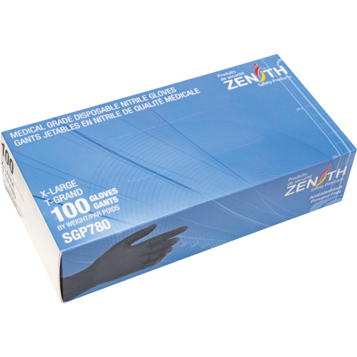 Puncture-Resistant Medical-Grade Disposable Gloves, X-Large, Nitrile, 5-mil, Powder-Free, Black, Class 2 Absolute Business Supply
