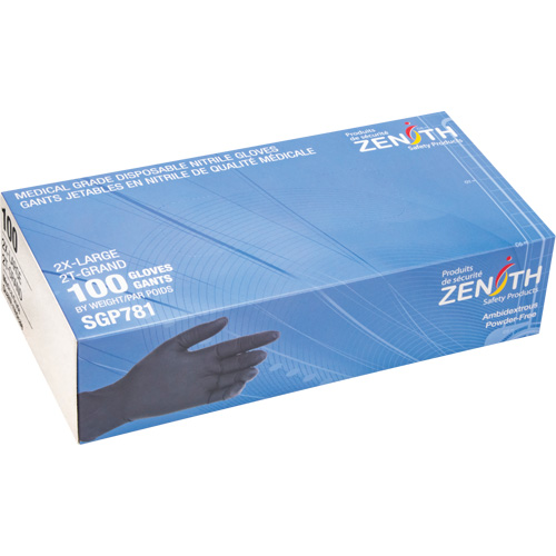 Gants jetables de calibre m&eacute;dical r&eacute;sistants &agrave; la perforation, 2T-Grand, Nitrile, 5 mils, Sans poudre, Noir, Classe 2 Absolute Business Supply