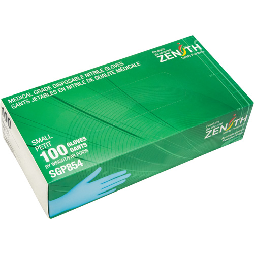 Gants jetables de calibre m&eacute;dical r&eacute;sistants &agrave; la perforation, Petit, Nitrile, 3,5 mils, Sans poudre, Bleu, Classe 2 Absolute Business Supply