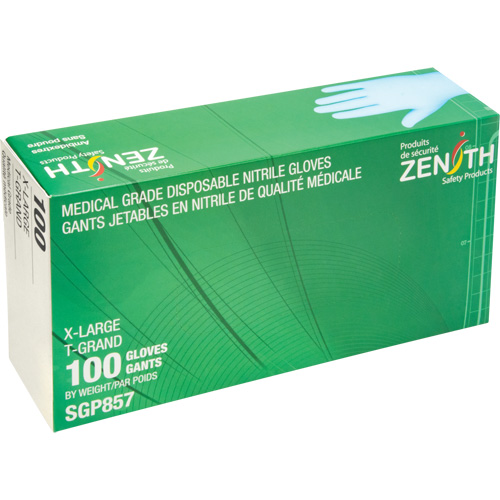 Gants jetables de calibre m&eacute;dical r&eacute;sistants &agrave; la perforation, T-Grand, Nitrile, 3,5 mils, Sans poudre, Bleu, Classe 2 Absolute Business Supply