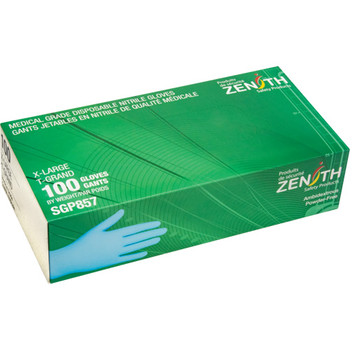 Gants jetables de calibre m&eacute;dical r&eacute;sistants &agrave; la perforation, T-Grand, Nitrile, 3,5 mils, Sans poudre, Bleu, Classe 2 Absolute Business Supply