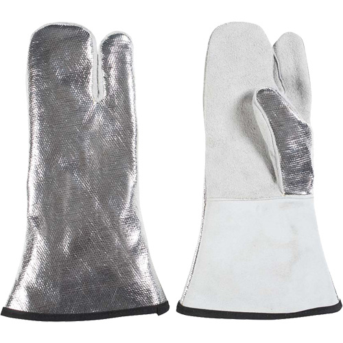 Mitaine &agrave; 3 doigts r&eacute;sistant &agrave; la chaleur, Aluminis&eacute;/Kevlar/Cuir, Taille unique, Prot&egrave;ge jusqu'&agrave; 650°F (343°C) Absolute Business Supply