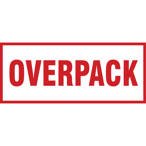 "Overpack" Handling Labels, 6" L x 2-1/2" W, Red on White Absolute Business Supply