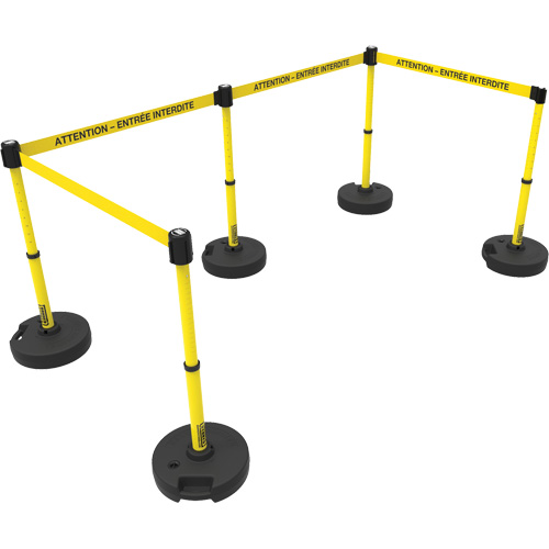 Plus Barrier Post Set, Plastic, 42" H, Yellow Tape, 15' Tape Length Absolute Business Supply