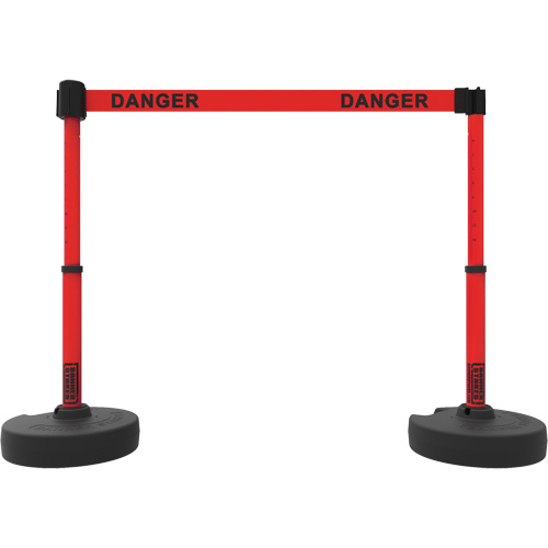 Plus Barrier Post Set, Plastic, 42" H, Red Tape, 15' Tape Length Absolute Business Supply