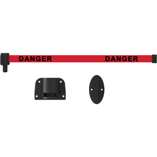 Plus Wall Mount Barrier System, Plastic, Screw Mount, 15', Red Tape Absolute Business Supply